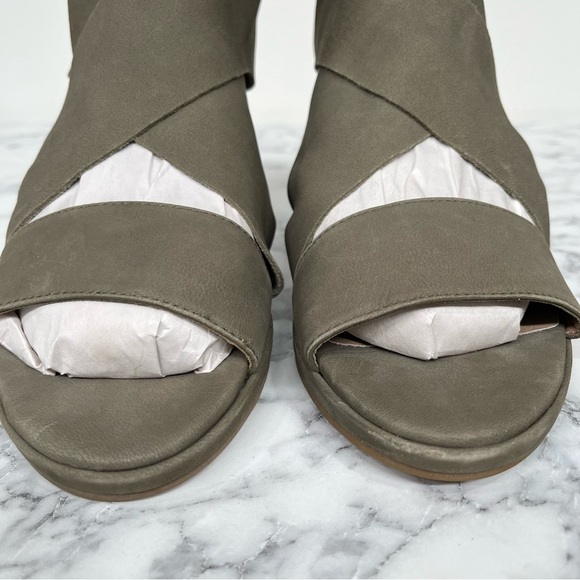 Eileen Fisher Marla Women's Sandals Block Heel Olive Green Suede Leather Size 11 - Picture 5 of 11